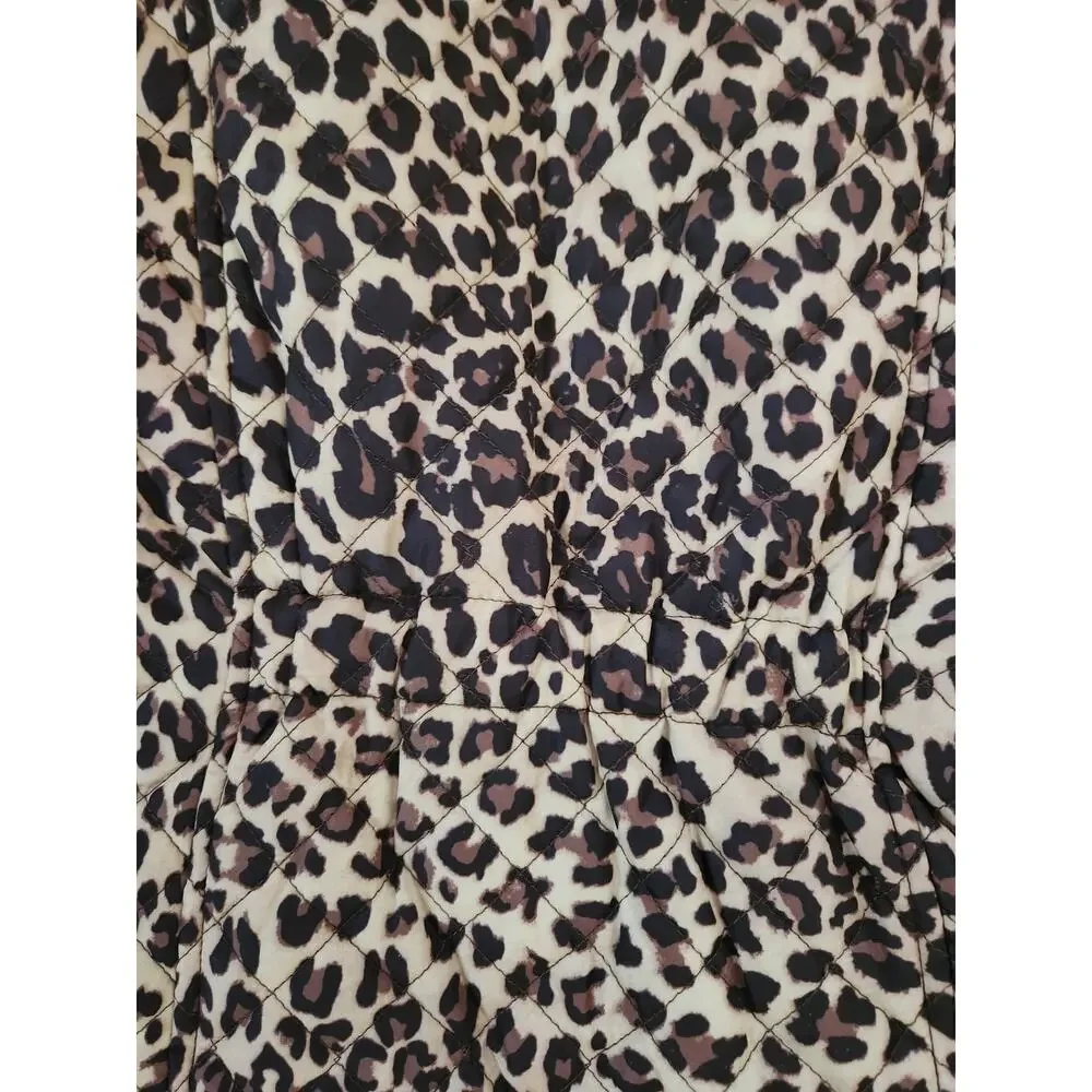 SO Girls Leopard Print Puffer Jacket Size 10/12 Quilted Zip Coat